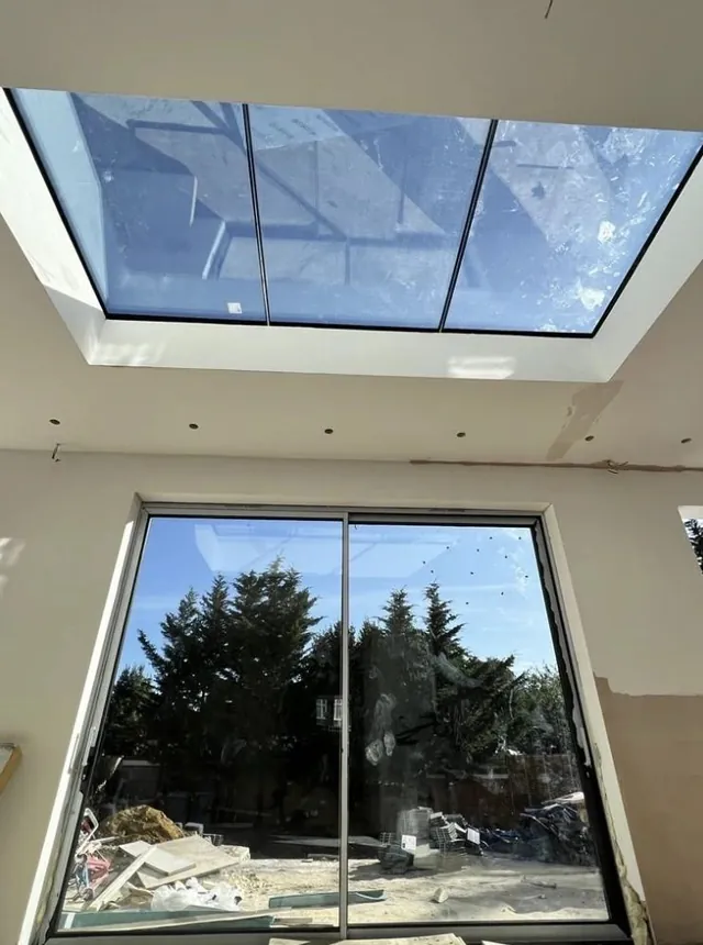 Roof lantern above new sliding doors