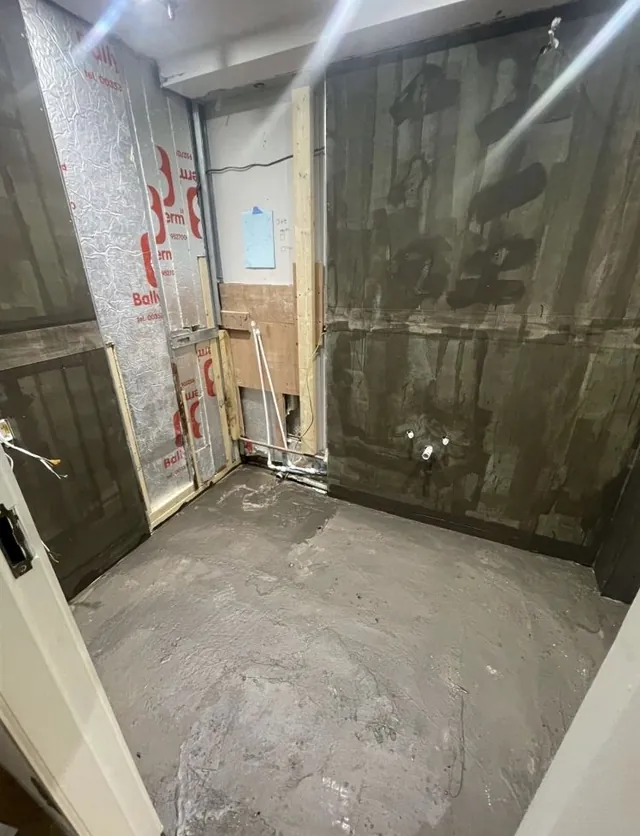Bathroom first fix in progress
